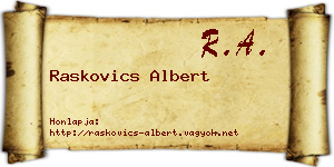 Raskovics Albert névjegykártya