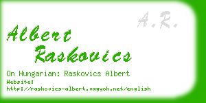 albert raskovics business card